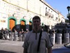 In front of the armed forces